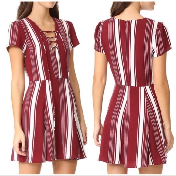 Lovers + Friends Dresses & Skirts - Lovers + Friends Compass Stripe Lace-Up Fit & Flare Dress Size Medium
